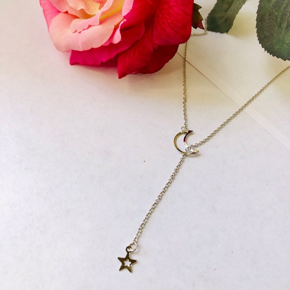 Jewelry - Silver Star and Moon Lariat Necklace